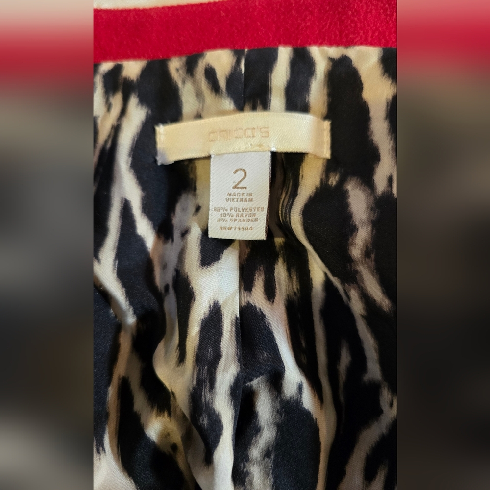 Chicos Red Open Front Jacket Large - image 4